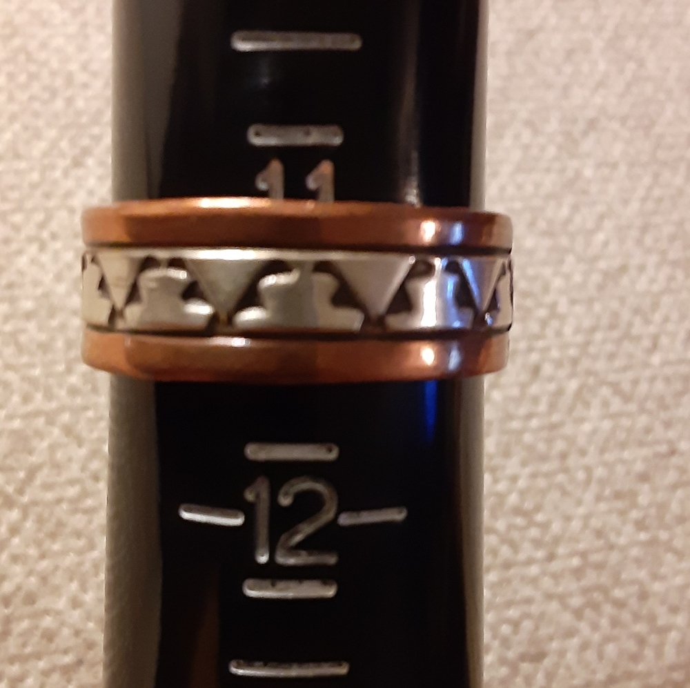 Native American Navajo Copper and Silver Ring Randy Secatero Size 11